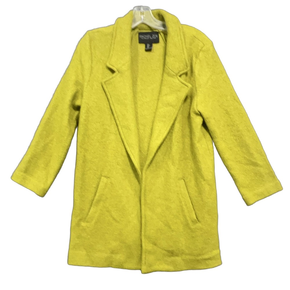 RACHEL ZOE Women's Green Wool Blend Knit Mid-Length Open Front Coat Size S